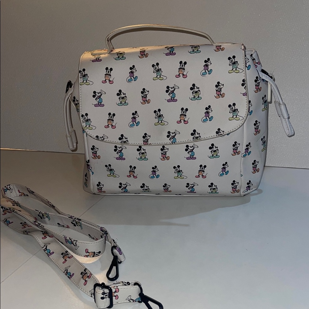 Disney White Satchel with Multicolor Mickeys
